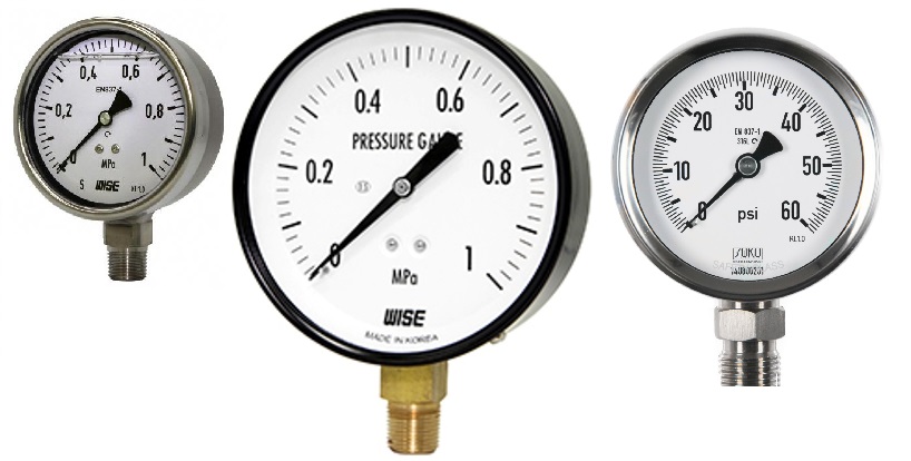 Đồng hồ đo áp suất đường kính mặt 63mm, 100mm, 150mm