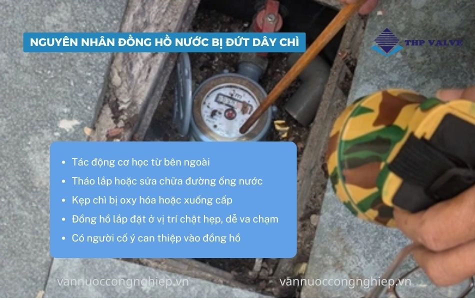 nguyên nhân đồng hồ nước bị đứt dây chì