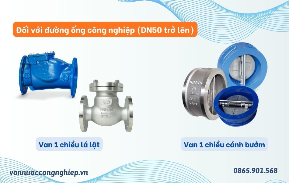 Các loại van 1 chiều cho đồng hồ nước công nghiệp