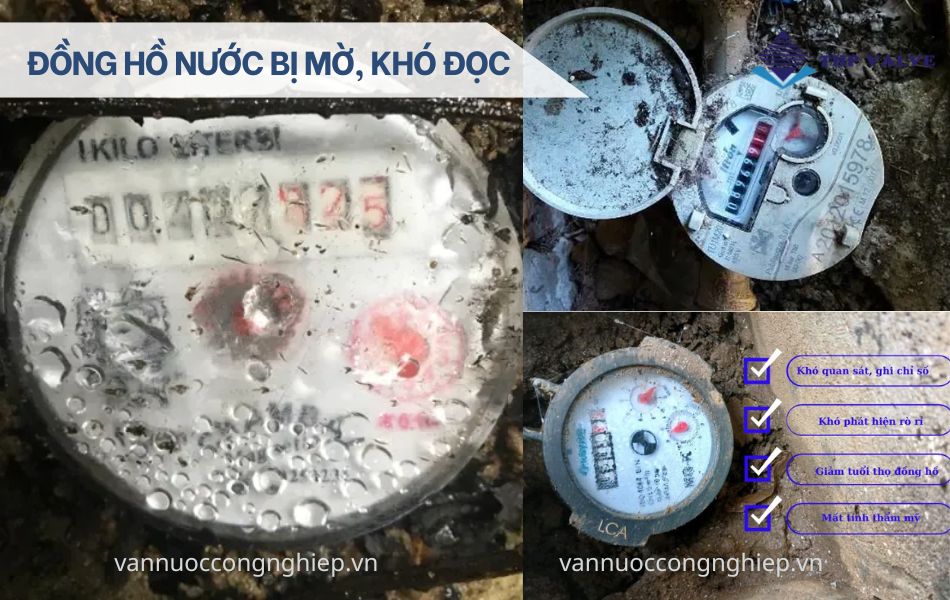 đồng hồ nước bị mờ