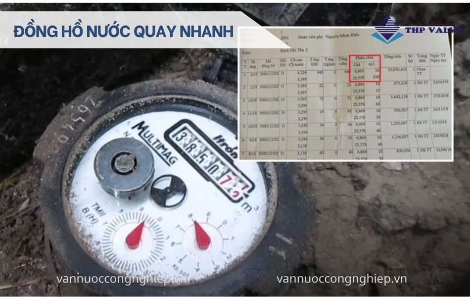 đồng hồ nước quay nhanh