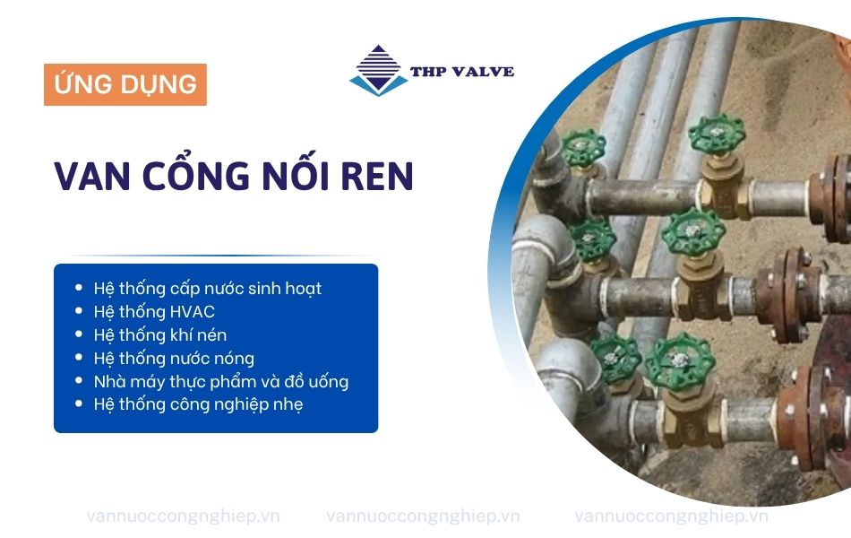ứng dụng van cổng nối ren